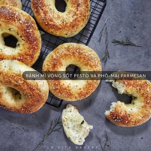 Bánh Bagel Pesto Phô Mai Parmesan (Túi 3)